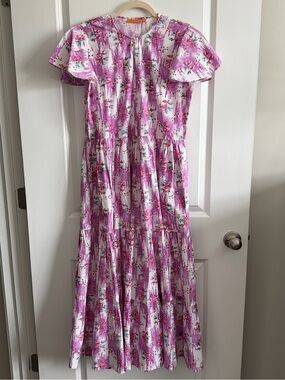 Oliphant Pink Floral Tiered Maxi Dress